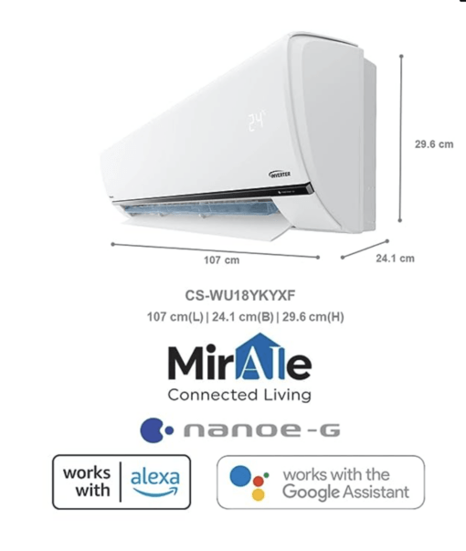 Panasonic 1.5 Ton 4 Star Wi-Fi Twin-Cool Inverter Split Air Conditioner (Copper, Shield Blu Anti-Corrosion Technology, nanoe-G Air Purification, 2022 Model, CS/CU-WU18YKYXF, White) - Image 3